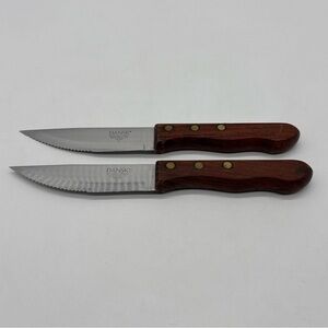 Vintage DANSK 10" Wood Handle Serrated Steak Knife Knives Set of 2